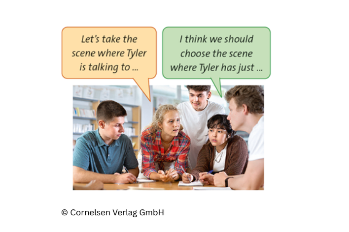 Beispiel für eine Aufgabe, die Sprechblasen verwendet, (c) Cornelsen Verlag GmbH